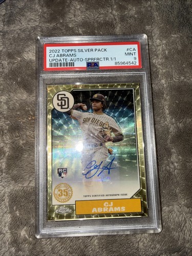 PSA 9 CJ Abrams 2022 Topps Update Auto Superfractor RC #’d 1/1