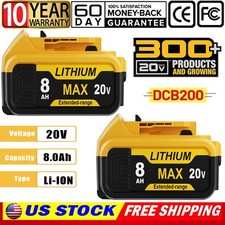 1-2Pack Lithium Ion Battery For DeWalt 20V 20Volt Max 8.0AH DCB205 DCB204 DCB200