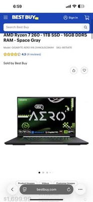 GOGABYTE AERO X16 RTX 5060 Ryzen 7 260 16GB RAM 1TB SSD