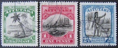 Cook Islands/Aitutaki 1924 Sg.30-32 Set, feine CDs gebraucht. Kat. 110£.