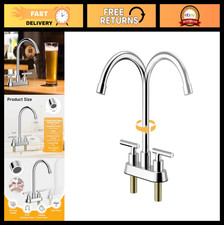 Commercial Bar Sink Faucet - 4-Inch Center Deck Mount, Brass, 2 Handles, Polishe