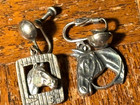2 vtg Screw/Clip Dangle Earrings 3D Sterling Horse head plus horse Head Western — photo 2