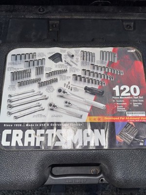 Rare Sears Craftsman USA 120pc Mechanics Tool Set Socket Ratchet 33820 Light Use