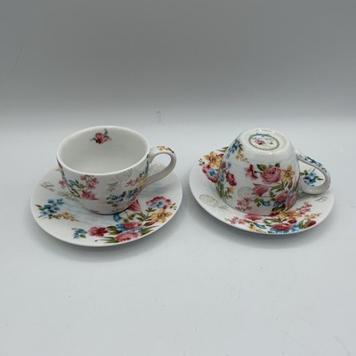 Italian Easy Life Jardin Secret Espresso Cups Set 2 Dora Papis Floral Porcelain