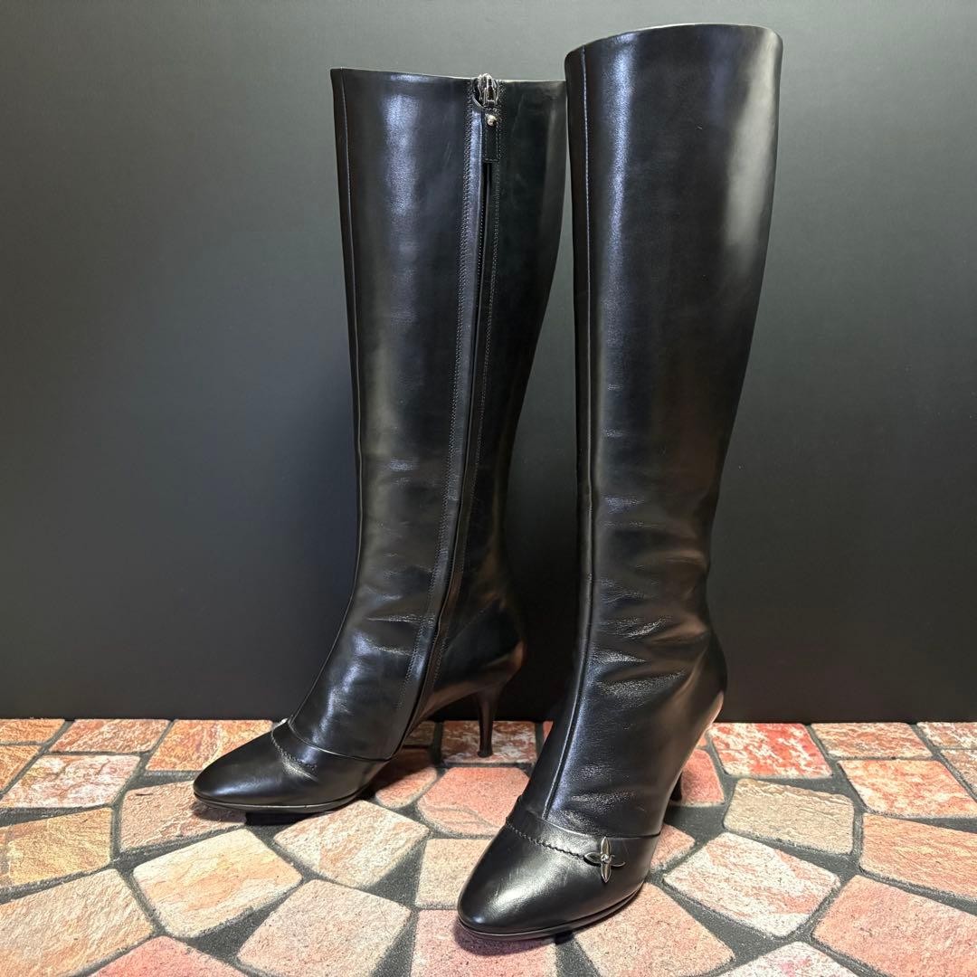 Louis Vuitton Long Boots Shoes EU 36 US 6 Leather Black Authentic
