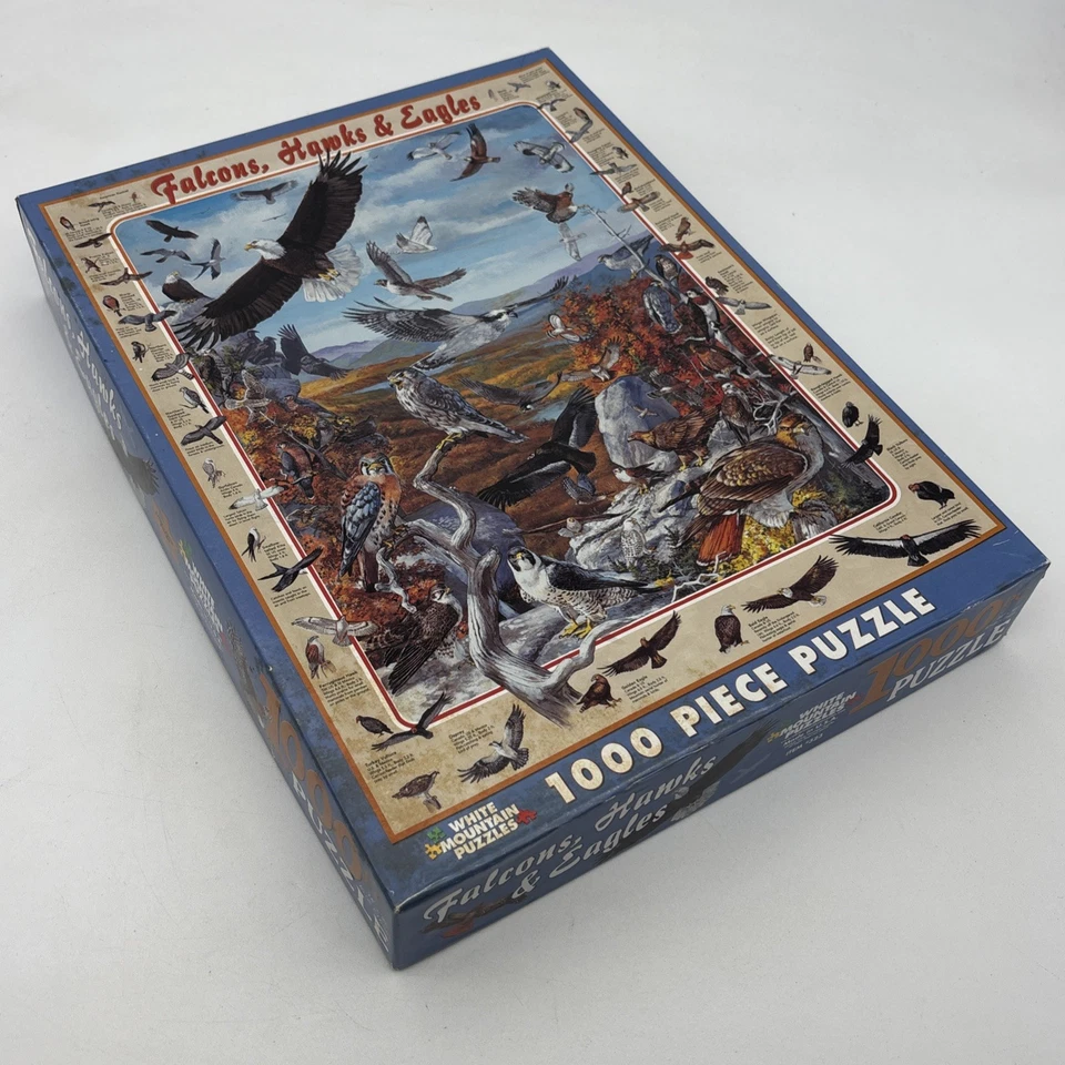 Rompecabezas Falcons Hawk & Eagles 1000 piezas White Mountain 2006 Birds of Prey Foto 2 de 4