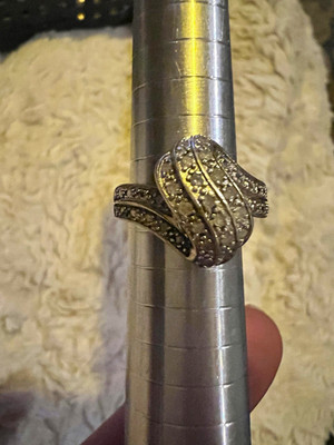 Sterling and diamonds. Pave Swirl Multi-RowRing Size 6 Ring.