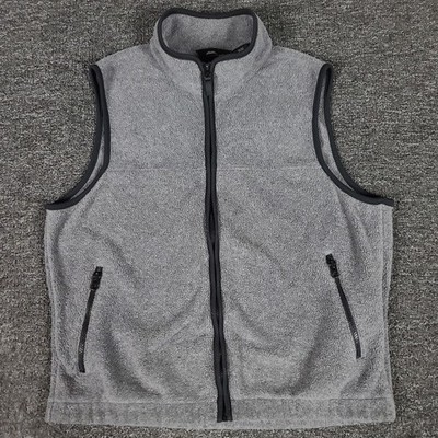 Eddie Bauer Vest Mens Medium Gray Full Zip Mock Neck Polartec Sleeveless Outdoor