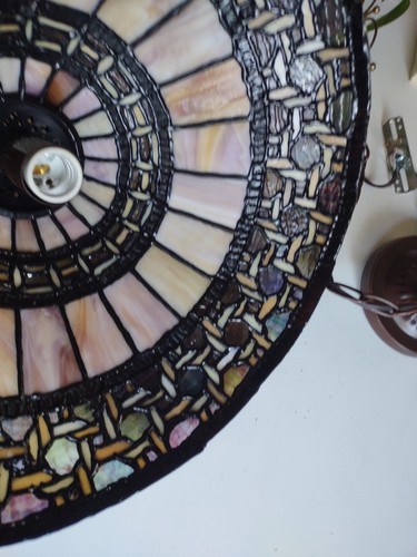 Vintage Deko Tiffany Stil Buntglas hängende Pendelleuchte groß 16" - Bild 9 von 11