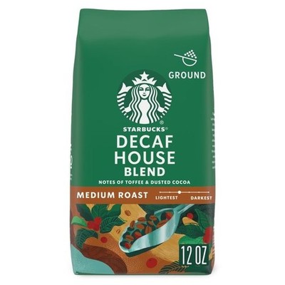 Starbucks Decaf House Blend, Ground Coffee, Medium Roast Hot or Iced Coffee, 12