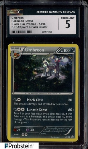 2016 Pokemon Black Star Promos XY96 Breakpoint 3Pk. Blister Umbreon CGC 5
