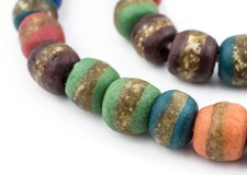Mixed Kente Krobo Beads 14mm Ghana African Multicolor Round Glass Large Hole