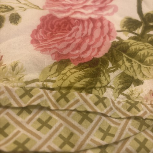 2 Vtg  Waverly Valances White Scallop Green Pink Roses Layered Floral 19x48”(a19