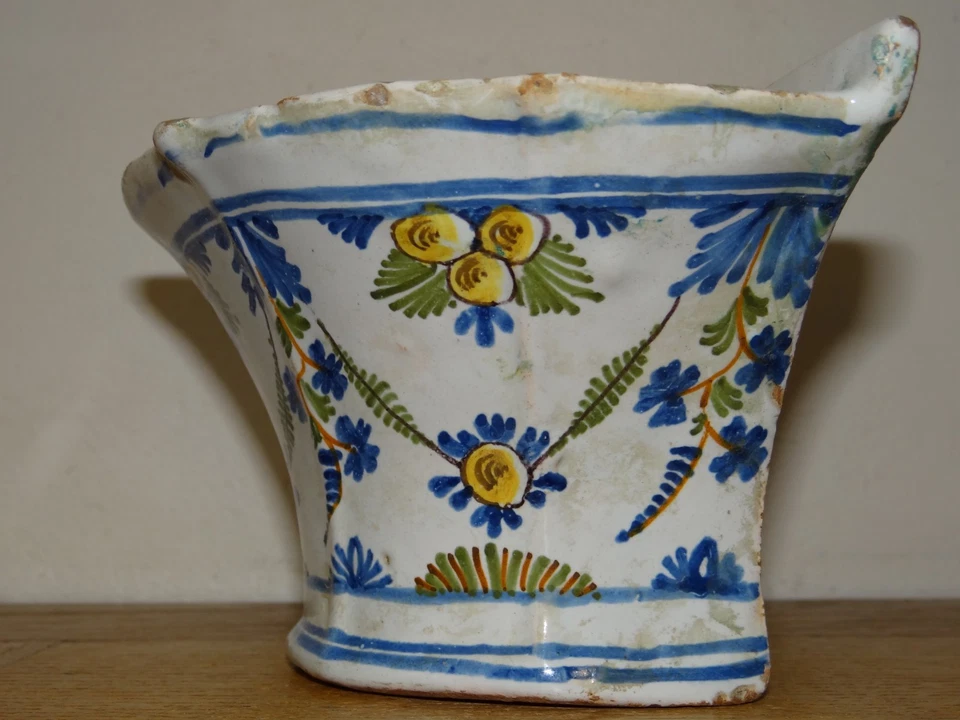 Ancienne Bouquetière en Faïence à Décor de Guirlandes de Fruits XVIII - XIXème - Photo 4/4