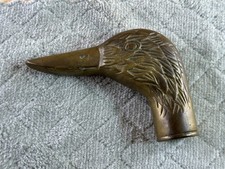 Heavy Solid Brass Duck Head Cane Walking Stick Tons of patina 