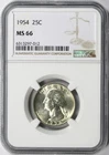 1954 25c Washington Quarter NGC MS66