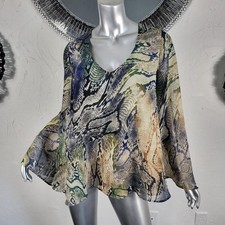 SHOW ME YOUR MUMU~M~BROWN BLACK SNAKESKIN ANIMAL PRINT TUNIC TOP BLOUSE PEASANT