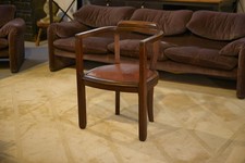 Fauteuil en chêne et skaï 1940's