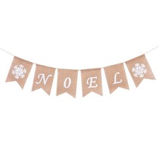 2 Meters NOEL And Snowflake Jute Burlap Banners Flags Rustic Garland Bunting