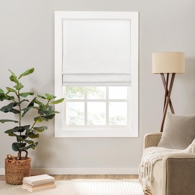 ECLIPSE LANE CORDLESS ROMAN SHADES FOR WINDOWS X 35 IN WIDE X 64 IN LONG - WHITE