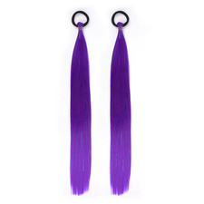 Purple Ponytail Hair Extensions 20 Inch Synthetic 2 Piece Set with Hair Tie