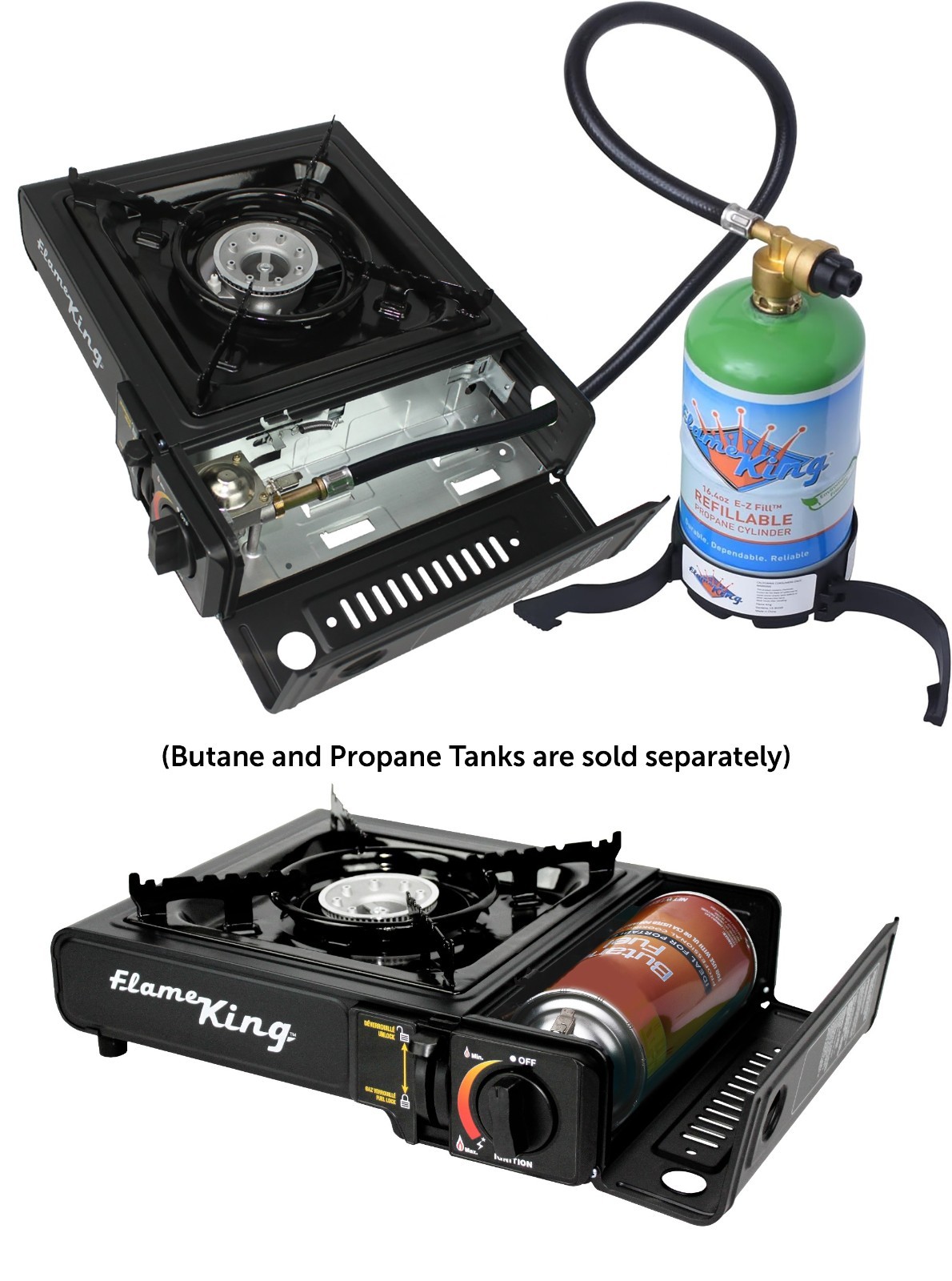 Portable Dual Fuel Butane/Propane Camping Stove Burner with Carry Case-Black