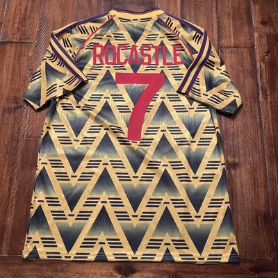 Arsenal Shirt Mens XL Yellow Soccer Football Adidas JVC Rocastle 7