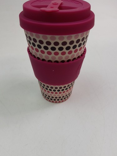 Natürliche Bambusfaser Kein Plastik Geschmack Öko Kaffee 400ml Mehrweg Becher & Deckel P Polka - Bild 8 von 8