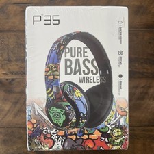 PURE BASS WIRELESS BLUETOOTH P35 HEADPHONES: HIP GRAFFITI STYLE IN ABSTRACT