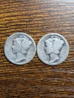 1921-P + 1921-D Mercury Silver Dimes , Two Key Date 10C coins
