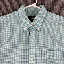 Cutter & Buck Shirt Mens Medium Green Check Short Sleeve Button Down Casual