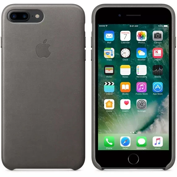 Official Apple iPhone 7 Plus 8 Plus Leather Case - Storm Grey Cover MMYE2ZM/A - Image 4 of 4