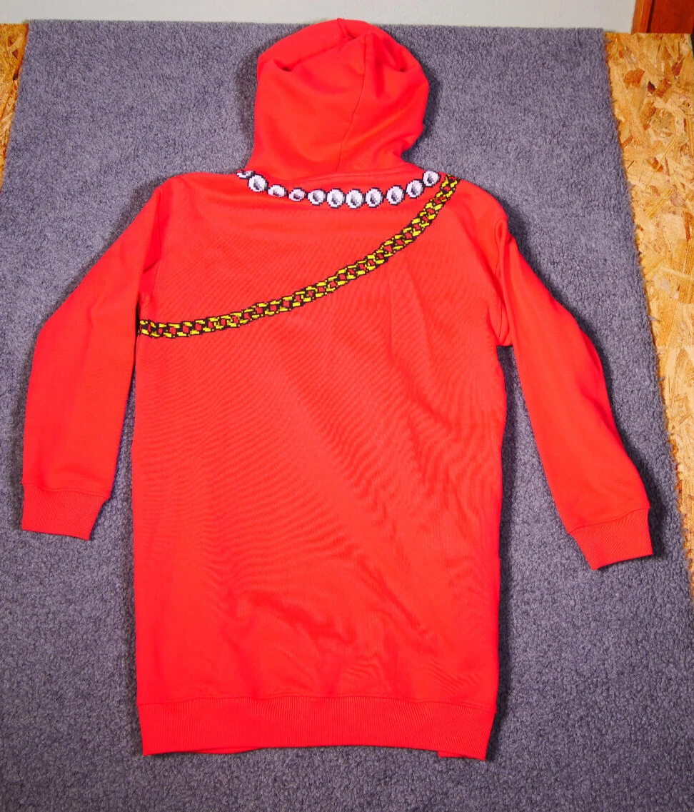 Moschino Pixel Capsule abito corto con cappuccio rosso multi taglia 40