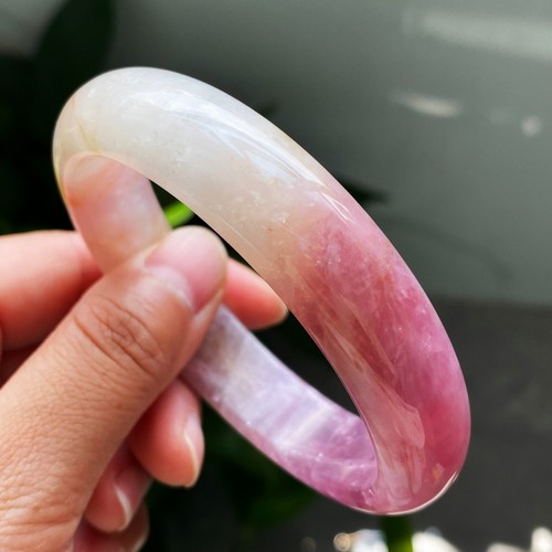 Natural Purple Pink Rose Crystal Quartz Bangle Inner Diameter 60mm - Picture 8 of 11