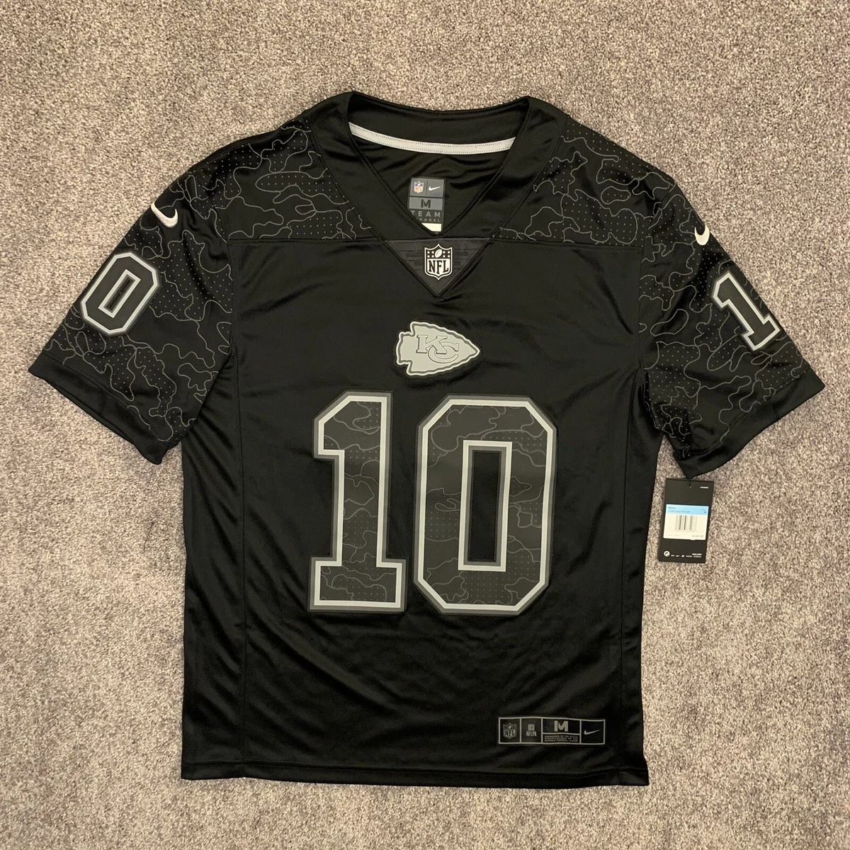 NWT 185 Nike Kansas City Chiefs NFL Football Jersey Black Tyreek Hill 10 Size M