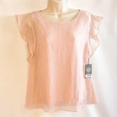 vince camuto long sleeve ruffle lurex top