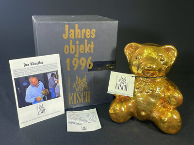 ERWIN EISCH STUDIOGLAS Kunstobjekt TEDDY GOLD JAHRESOBJEKT 1996 Glas - Signiert