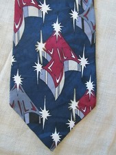 Vintage Men's Abstract Necktie Urban Canvas Tie 100% Silk Made in USA Navy Blue