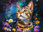 Paint by Number for Adults, Cute Cat Among Flowers Paint by Numbers Paint Kits.
