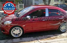 Fit2007-2010 Toyota Yaris 4dr Sedan 6pc Chrome Pillar Post Stainless Steel Trim