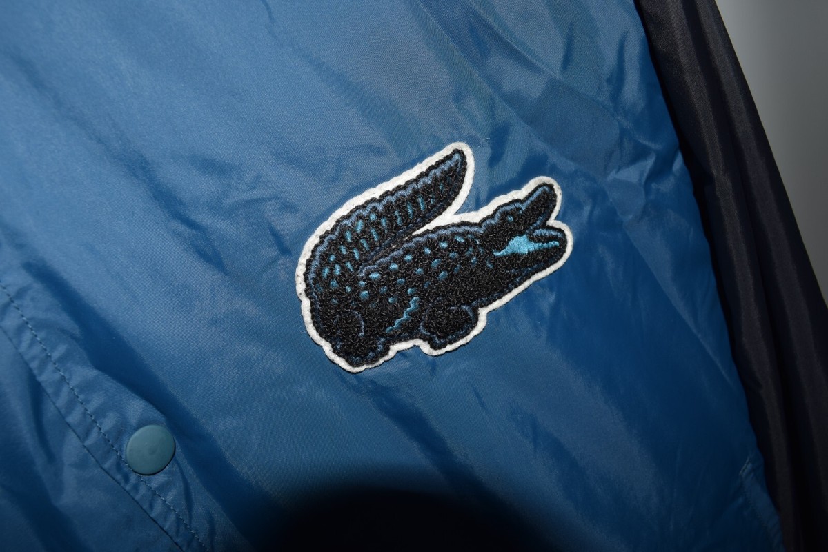 Lacoste Live Vintage Big Crocodile Logo Blue Varsity Bomber Jacket Men's  Size 54
