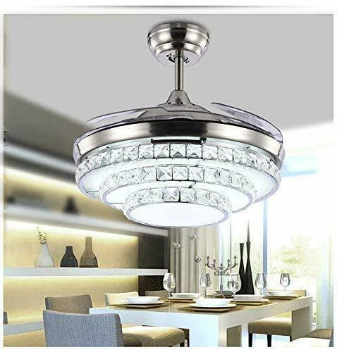 42"Crystal Ceiling Fan Light Remote Control Adjustable 3 Color Fan Fixtures - Image 3 of 4
