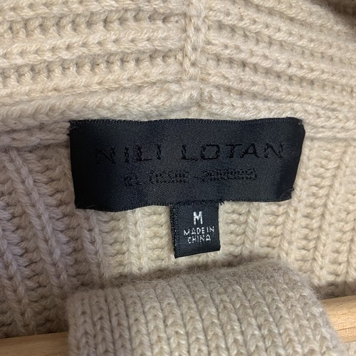 Nili Lotan CLAUDINE 100% CASHMERE SOFT Long Thick Rib Cardigan Sweater Beige M - Picture 3 of 18