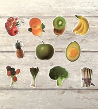 11pc Jumbo Fruit Vegetables Food Stickers Craft Bundle Bananas Broccoli NEW
