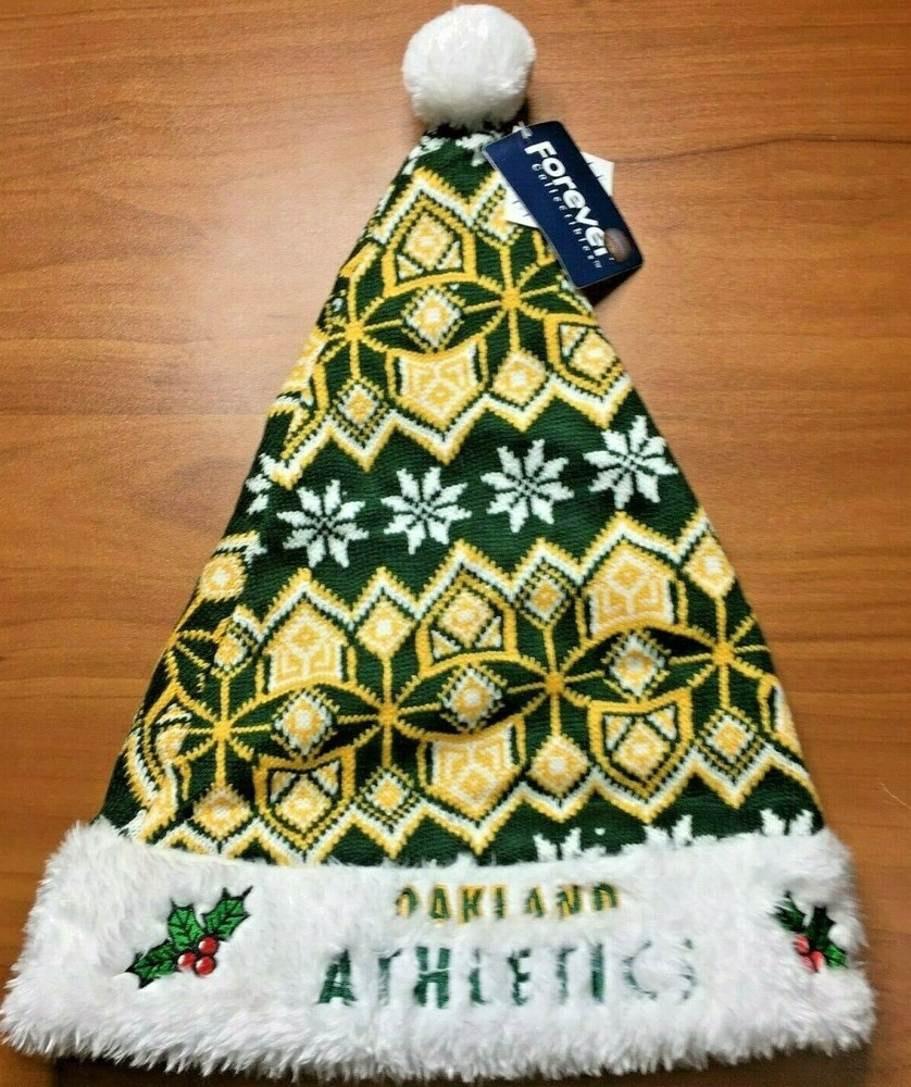 OAKLAND A's ATHLETICS KNIT SANTA CHRISTMAS HAT Forever Collectibles BRAND NEW