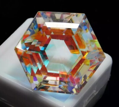 Brazilian Mystic Topaz Natural 60.05 Ct Certified Hexagon Size Loose Gemstone
