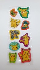 Pokemon vintage bubble sticker sheet Pikachu Blastoise Caterpie 5"