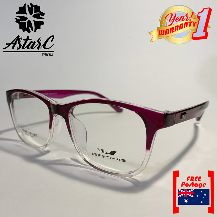 Sanhe Purple Clear Unisex Clear Lens Eyeglasses Frame/TR90/UVProtect/Men/Women 