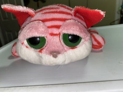 Russ Berrie Callie Cat Plush Peppermint Red/Pink Stripe Green Eyes Stuffed Anima