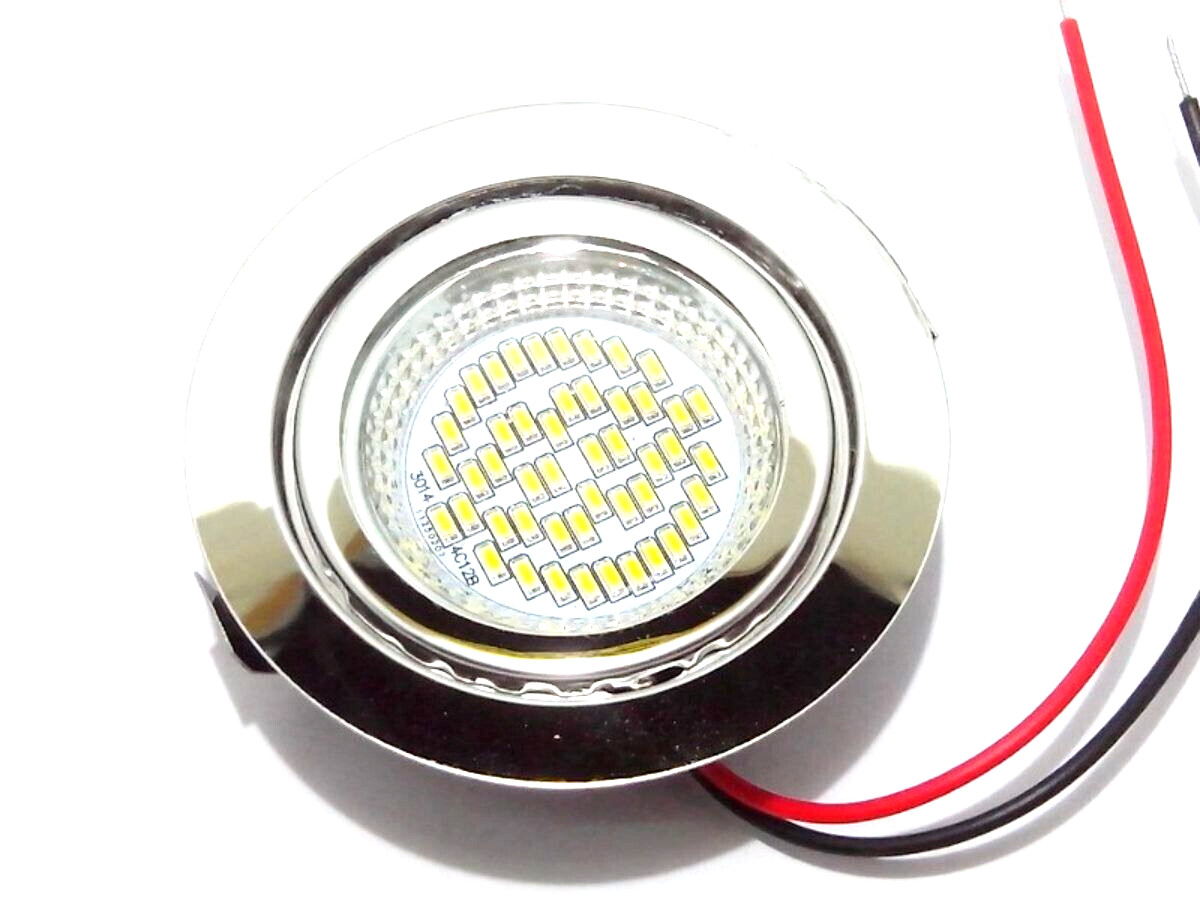 Foco Led Redondo Cromado Empotrado 12V Luz Blanco Cálido 3000K Camper Barco